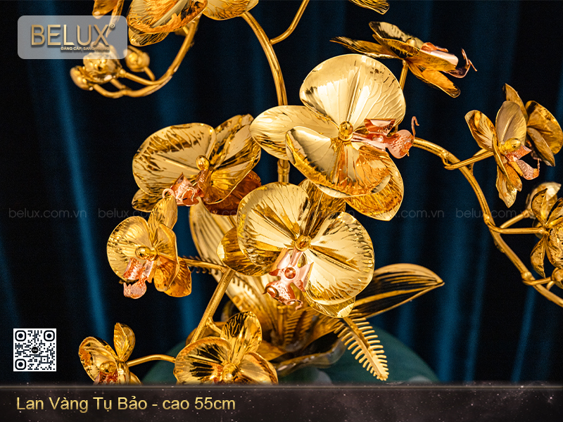 Chậu lan vàng tụ bảo mạ vàng 24k&nbsp;